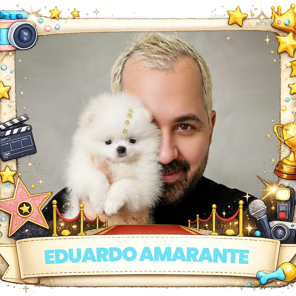 Foto de cliente famoso com seu pet — acervo Eu Quero Um Filhote